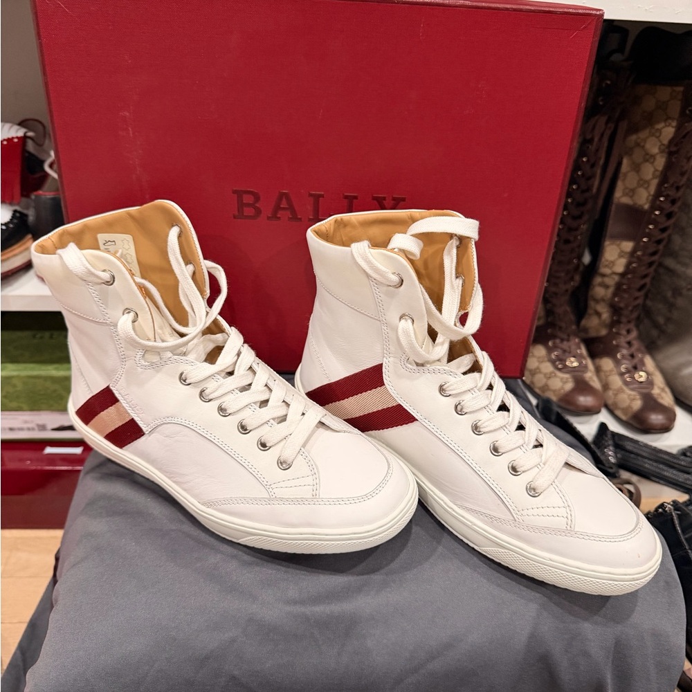Bally White Sneakers with Red Accents